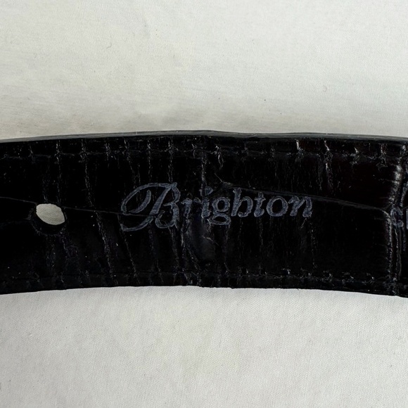 Brighton Vintage Black Leather Braided O-ring Belt - Picture 8 of 10